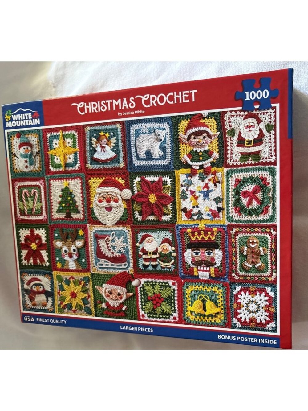 Christmas Crochet White Mountain 1000-Piece Jigsaw Puzzle Larger Pieces Poster